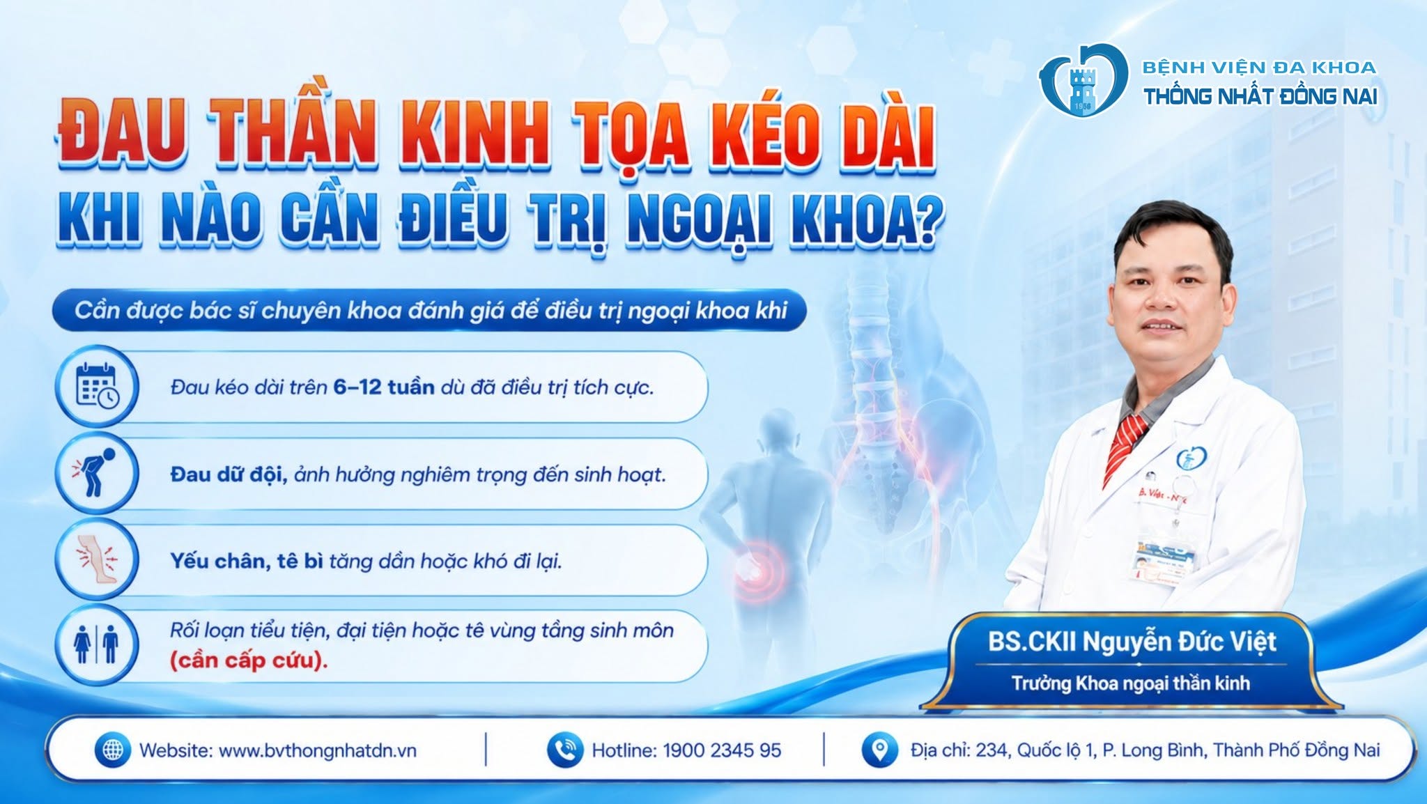 ĐAU THẦN KINH TỌA KÉO DÀI – KHI NÀO CẦN ĐIỀU TRỊ NGOẠI KHOA?